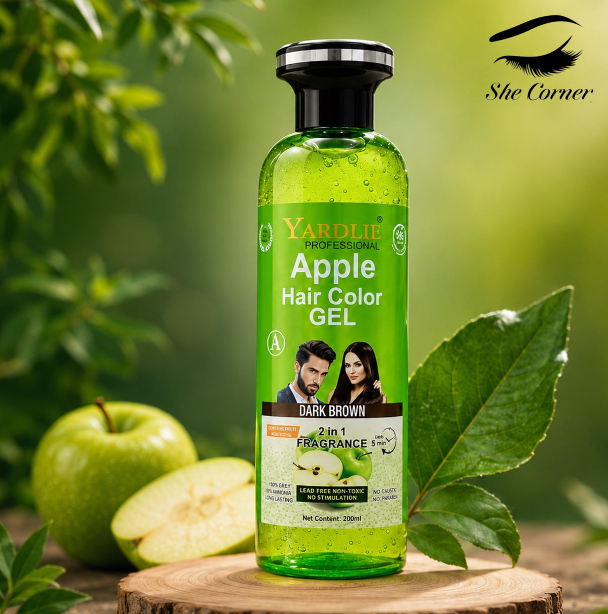 Yardlie Apple No Ammonia Shampoo Hair Colour Black&Brown