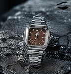 MSITA Men’s Brown Dial Square Stainless Steel Quartz Date Watch