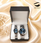 RADO Jubilé Style Men’s & Women’s Matching Watch Set – Blue Dial & Stainless-Steel Bracelet