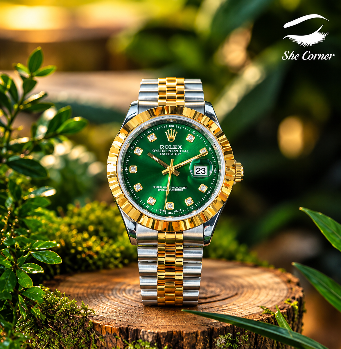 Rolex Datejust 36 Men’s Two-Tone Green Diamond Dial Automatic Watch
