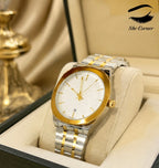 True Worth Men’s Two-Tone Gold & Silver White Dial Quartz Date Watch