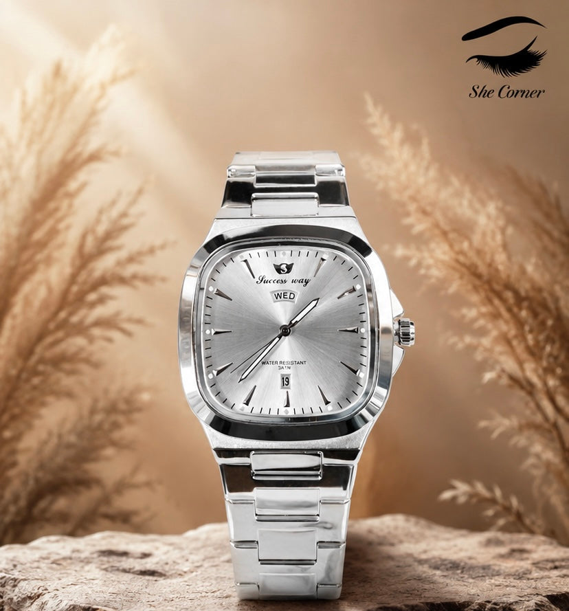 Success Way L229 Men’s Analog Quartz Day-Date Stainless Steel Watch