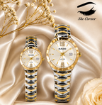 RADO Jubilé Two-Tone Matching Couple Watches – Gold & Silver Diamond-Style Dial with Date Display