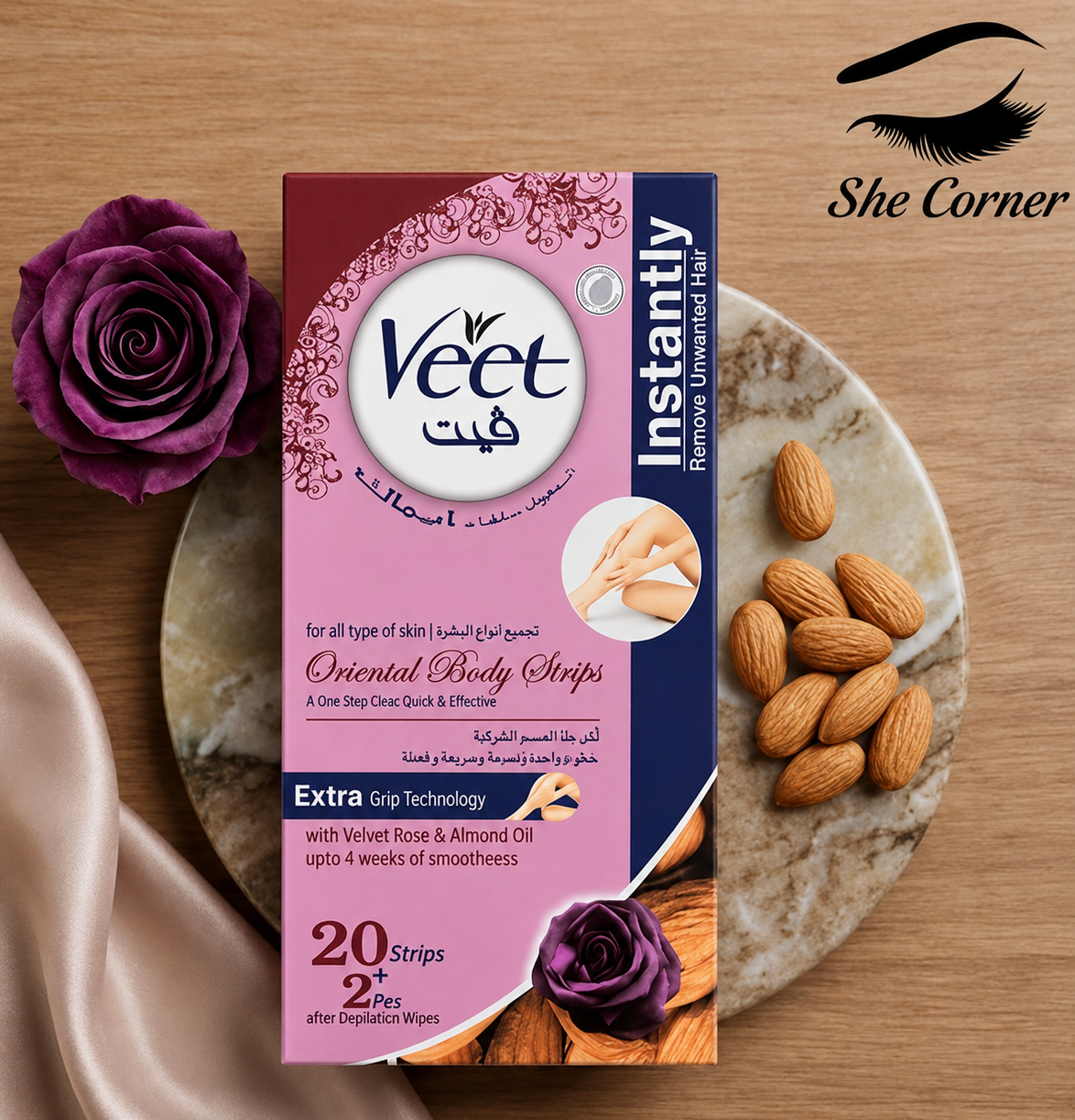 Veet Velvet Rose Hair Removal Strips Body 20 Pieces