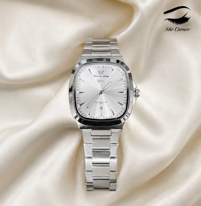Success Way L229 Men’s Analog Quartz Day-Date Stainless Steel Watch