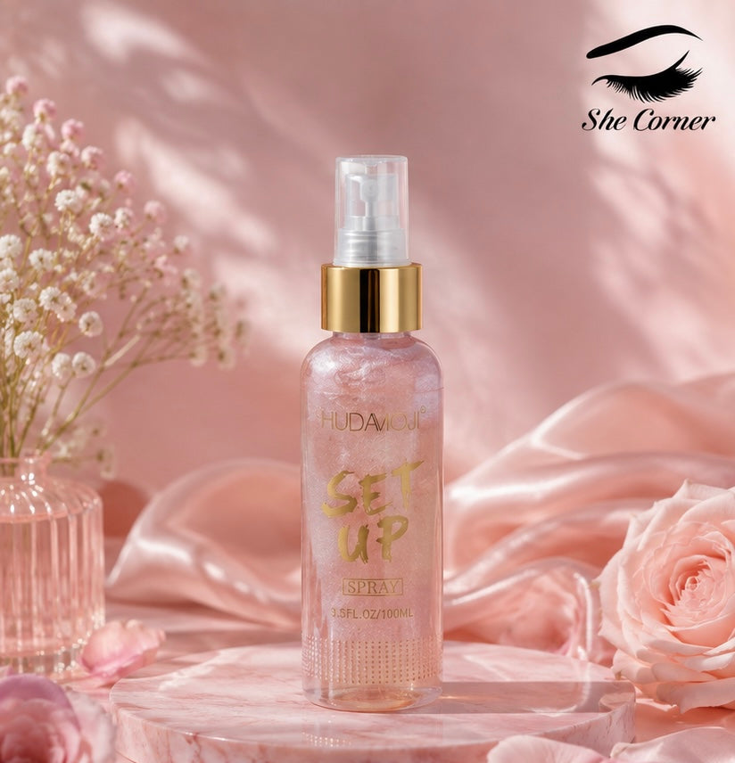 HudaVioji Shine Highlighter Spray Pink