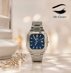 MSITA Men’s Silver Stainless Steel Blue Dial Quartz Date Watch
