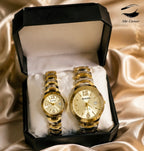 RADO Jubilé Two-Tone Matching Couple Watches – Gold & Silver Diamond-Style Dial with Date Display