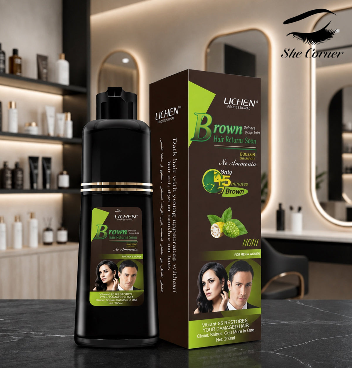 Lichen Shampoo Hair Colour Black&Brown