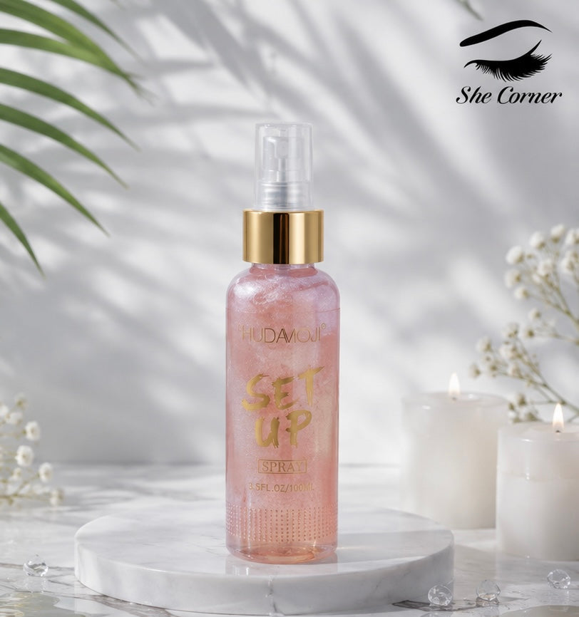 HudaVioji Shine Highlighter Spray Pink