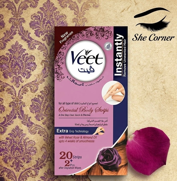 Veet Velvet Rose Hair Removal Strips Body 20 Pieces