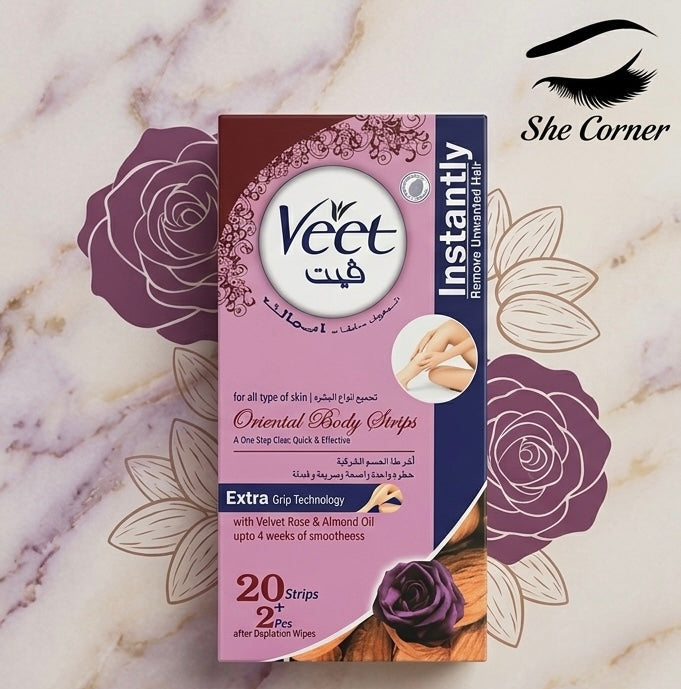 Veet Velvet Rose Hair Removal Strips Body 20 Pieces