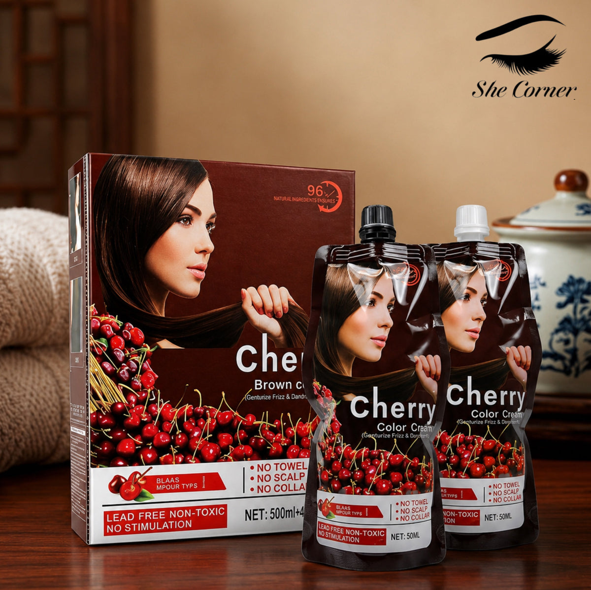 Mokeru Cherry Shampoo Hair Colour Black&Brown