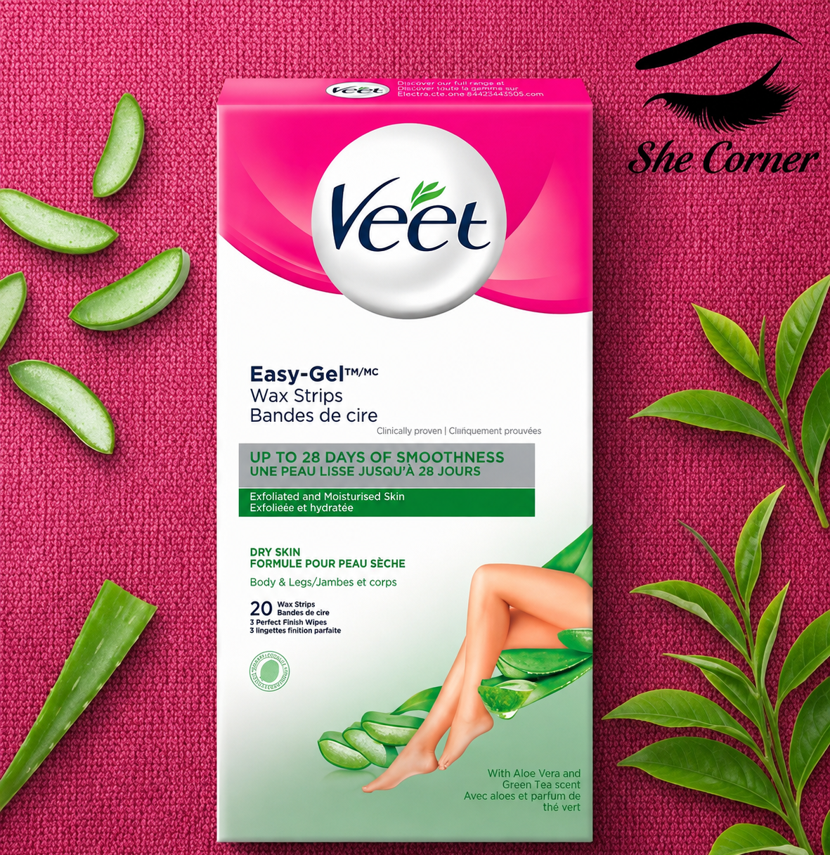 Veet Aloe Vera Hair Removal Strips Body 20 Pieces