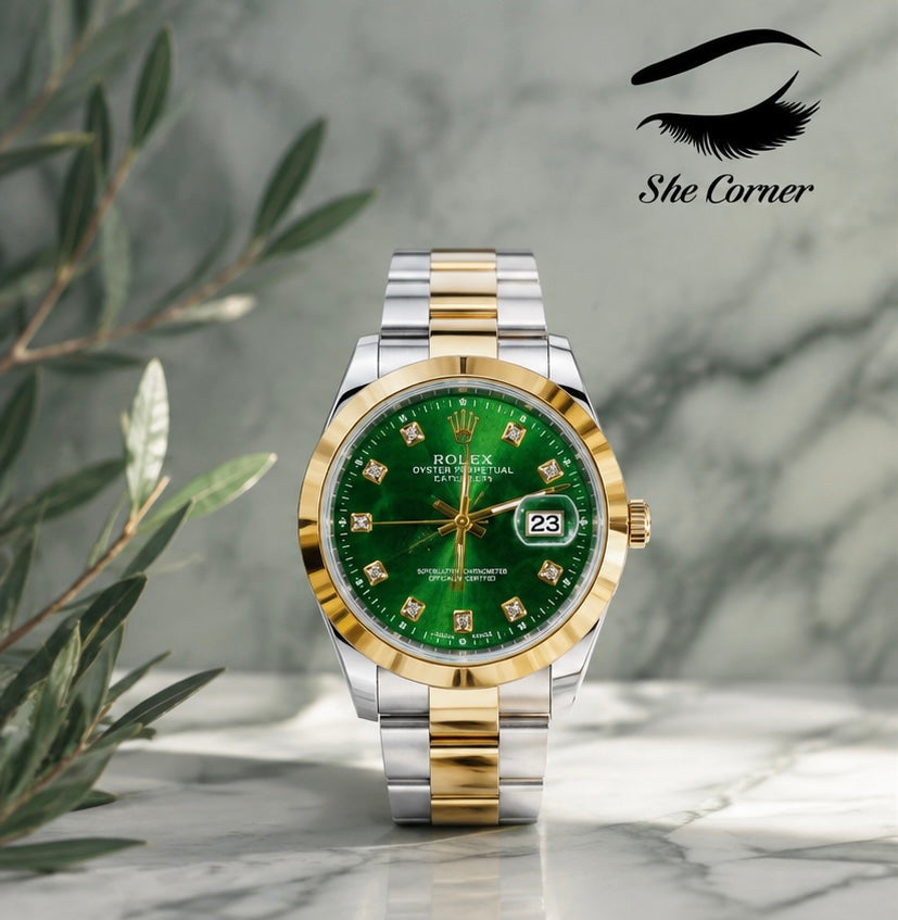 Rolex Datejust 36 Men’s Two-Tone Green Diamond Dial Automatic Watch