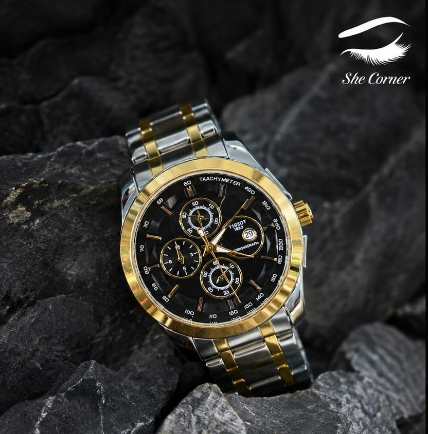 Tissot 1853 P862/962 Men’s Two-Tone Black Dial Chronograph Watch