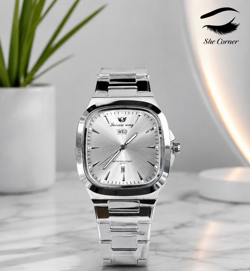 Success Way L229 Men’s Analog Quartz Day-Date Stainless Steel Watch